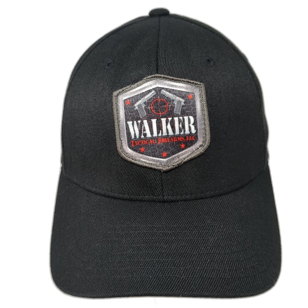 Walker Patch Fitted Baseball Cap Solid Black Medi… - image 1